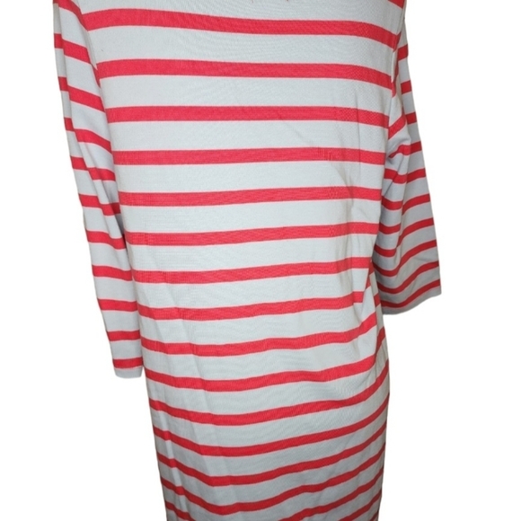 SOLD The Nines by Hatch Maternity Dress Knit Stripes Medium Red Blue Pockets - Picture 5 of 9